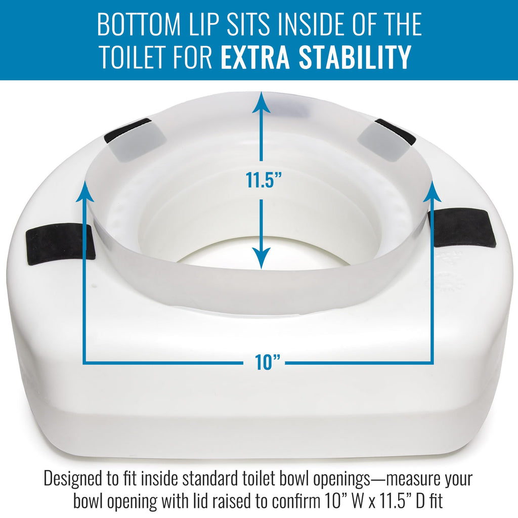 HealthSmart Enhanced Comfort 5" Raised (Round) Toilet Seat Risers for Seniors 5 Slip Resistant Pads FSA/HSA Eligible Padded Toilet Seat Elevation 15.7 x 15.2 x 6.1