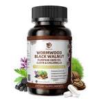 Lukaree Wormwood Black Walnut Cleanse for Human 1200mg – Ultra Gut Cleanse & Digestive Health w/Pumpkin Seed Oil,Clove,Activated Charcoal -10X Concentrated, Men & Women Probiotic Capsules -Vegan,90 CT