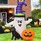 GOOSH 5FT Inflatable Halloween Cute Ghost with The Pumpkin Blow Up Inflatables Halloween Outdoor Yard Decoration