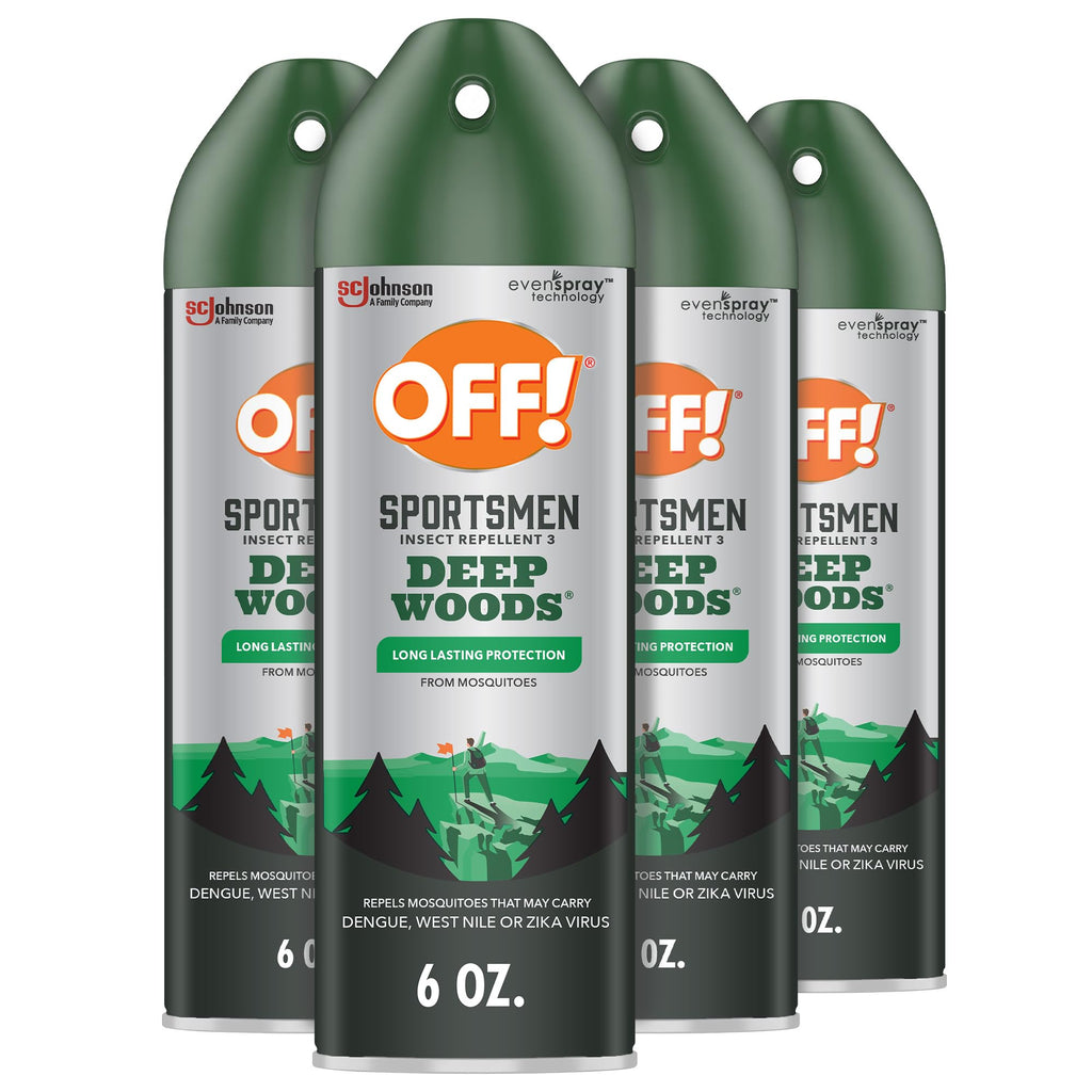 OFF! Deep Woods Sportsmen Insect Repellent Aerosol, Bug Spray Containing 30% DEET, Protects Against Mosquitoes and Ticks, 6 Oz, (Pack of 4)