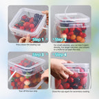 ASEVAT 4 Pcs Square Food Grade Bucket with Lid Square Bucket Pail with Plastic Handles for Storing Dry Food, Charcoal, Camping, Fishing （1+2.6+4.2gal