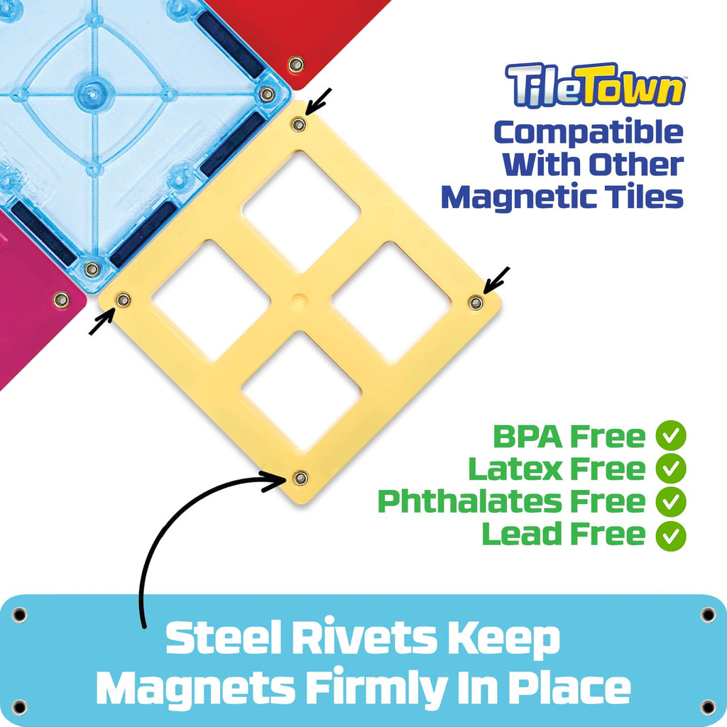 Tile Town Bluey Heeler Family Home 52-Piece Magnetic Tile Playset, Interactive STEM Magnetic Tiles Toys, Includes Bluey & Bingo Figures, Action Tiles