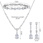 SWEETV Bridal Jewelry Set for Wedding, Cubic Zirconia Necklace Dangle Drop Earrings Bracelet Set, Teardrop Marquise Brides Bridesmaids Wedding Prom Anniversary Jewelry Gifts for Women