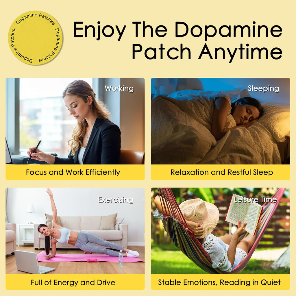 Chrxbei Dopamine Patches Extra Strength, Plant-Based Formula, Vegan Mood Balance Patch for Men and Women, 60 Count