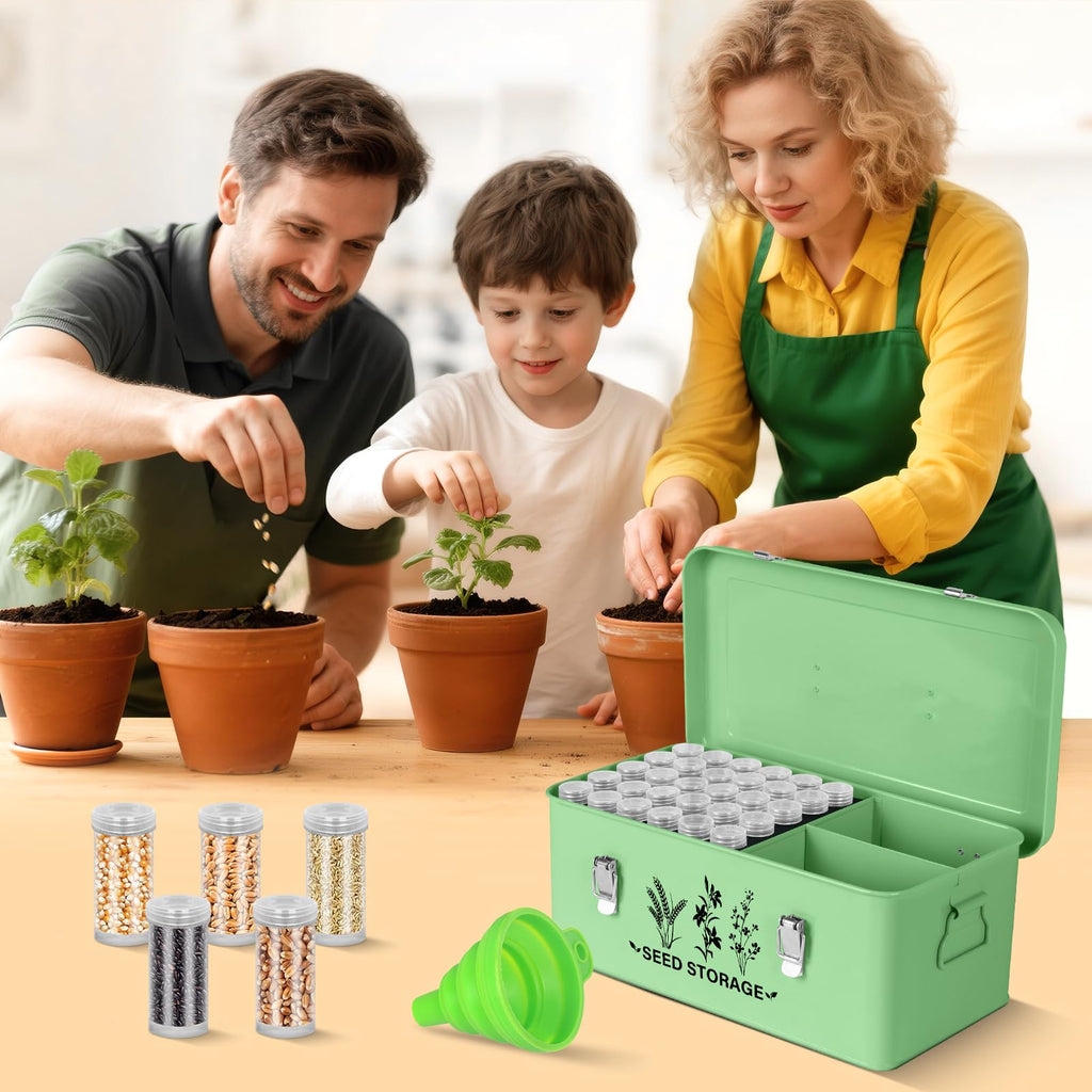 Seed Storage Box Organizer - Metal Garden Seed Storage Container Kit