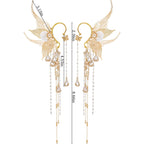 Renaissance Fairy Elf Ear Cuffs - Gold Mermaid Ears Elven Ear Cuffs with Tassel Butterfly Ear Wrap Earrings Non Piercing Earrings for Women Renfaire Halloween Christmas Dress Up Cosplay Accessories
