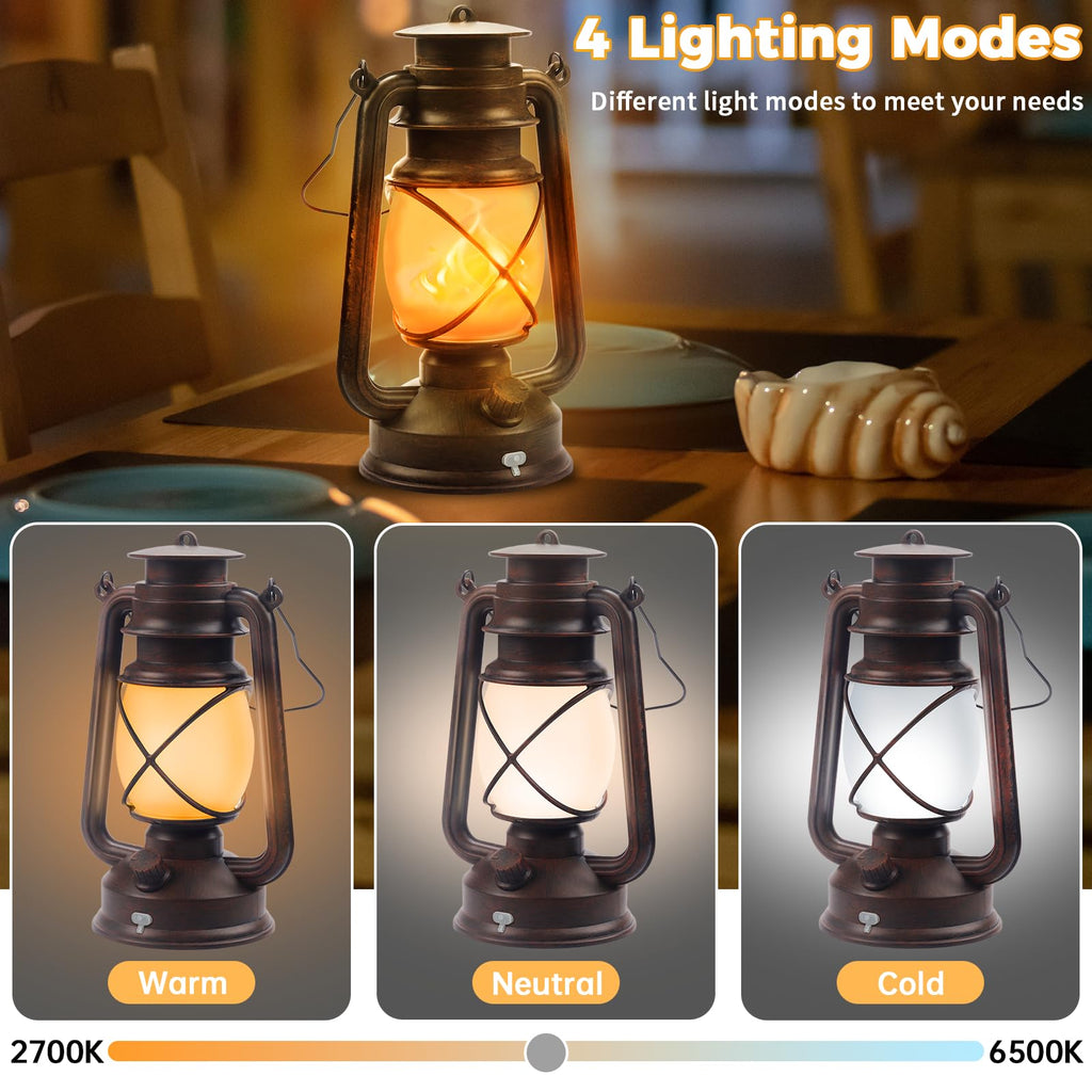 2 Pack Bronze Vintage 4 Modes Rechargeable Lanterns with Remote Control
