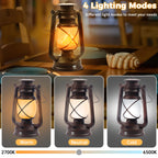 2 Pack Bronze Vintage 4 Modes Rechargeable Lanterns with Remote Control