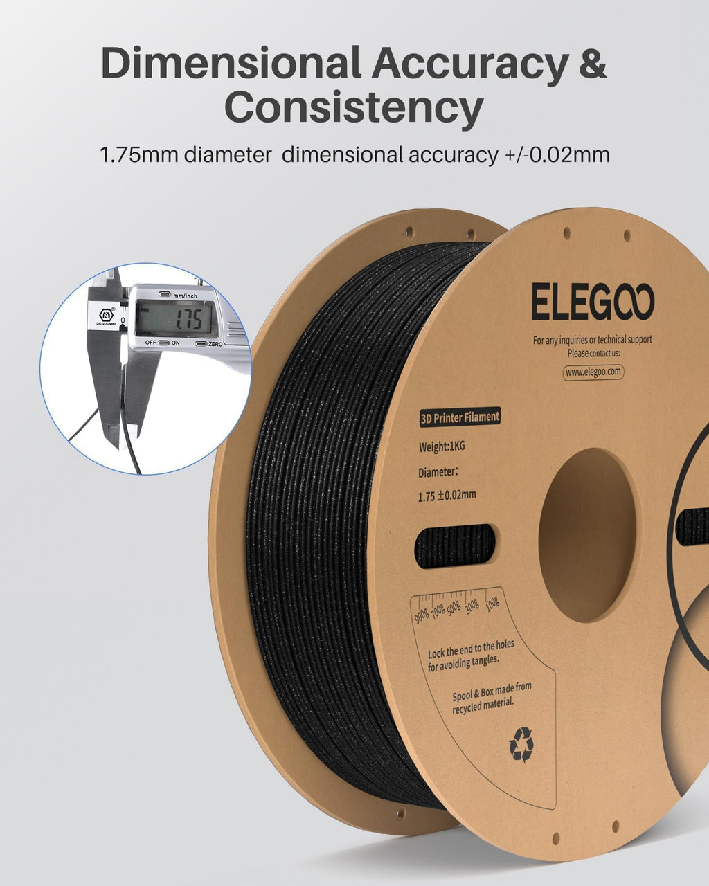 ELEGOO PLA Filament 1.75mm Sparkle Red 1KG, Glitter Twinkling 3D Printer Filament Dimensional Accuracy +/- 0.02mm, 1kg Spool(2.2lbs) Fits for Most FDM 3D Printers