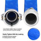 2-1/2" x 50ft PVC Lay Flat Discharge Hose With Aluminum Camlock C & E Fittings, Cam Lock Fitting Type F included, Heavy Duty Reinforced Pump Backwash Hose Assembly