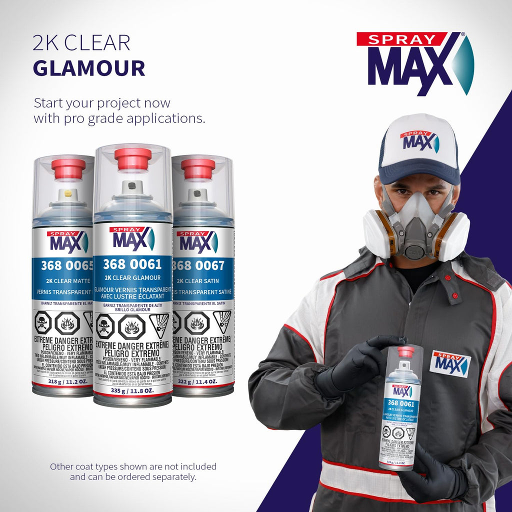 SprayMax 2K Glamour High Gloss Clear Coat | 2K Automotive Clear Coat Spray Paint | High Gloss Finishing Spray | UV-Resistant, Scratch & Gasoline Resistant | Professional Grade 11.8 oz