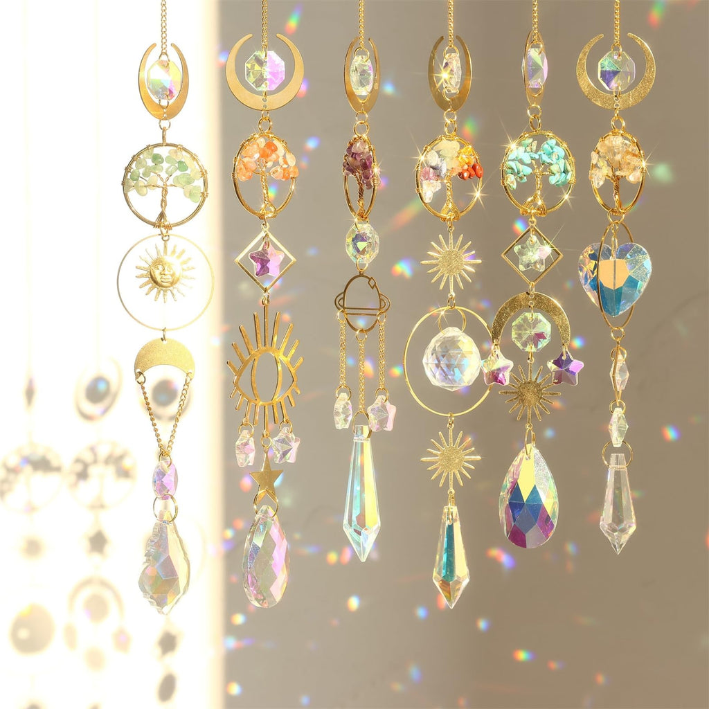 Troyune 50pcs Sun Catcher Crystals, 38mm Icicle Prisms for Chandelier Lamp Candle Holders, Curtain DIY Pendant Drops in AB Colors