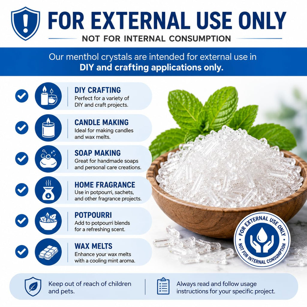 GreenHealth Premium Menthol Crystals – 1 lb (16 oz) | 100% Pure Natural Menthol Crystals | Strong Mint Aroma | Food-Grade Metallized Poly Bag | Melting Point 95–107°F