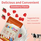 YISANFLO 60 Servings Colostrum Gummies | Delicious 1g per Serving Grass Fed Bovine Colostrum Supplement | Colostrum Chews for Gut Health, Immunity, Hair, Skin and Beauty | Strawberry Flavor
