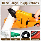 DOMINOX PVC Pipe Cutter, Cuts up to 2-1/2" PEX, PVC, PPR, Plastic Hoses& Plumbing Pipes,Ratchet PVC Cutter Tool with SK5 Blade and Aluminum Alloy Body