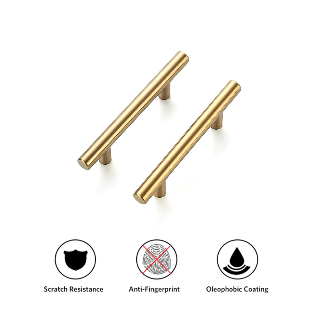 Ravinte 40 Pack 6 inch Cabinet Pulls Brushed Brass Stainless Steel Kitchen Drawer Pulls Cupboard Handles Cabinet Handles 3.75” Hole Center