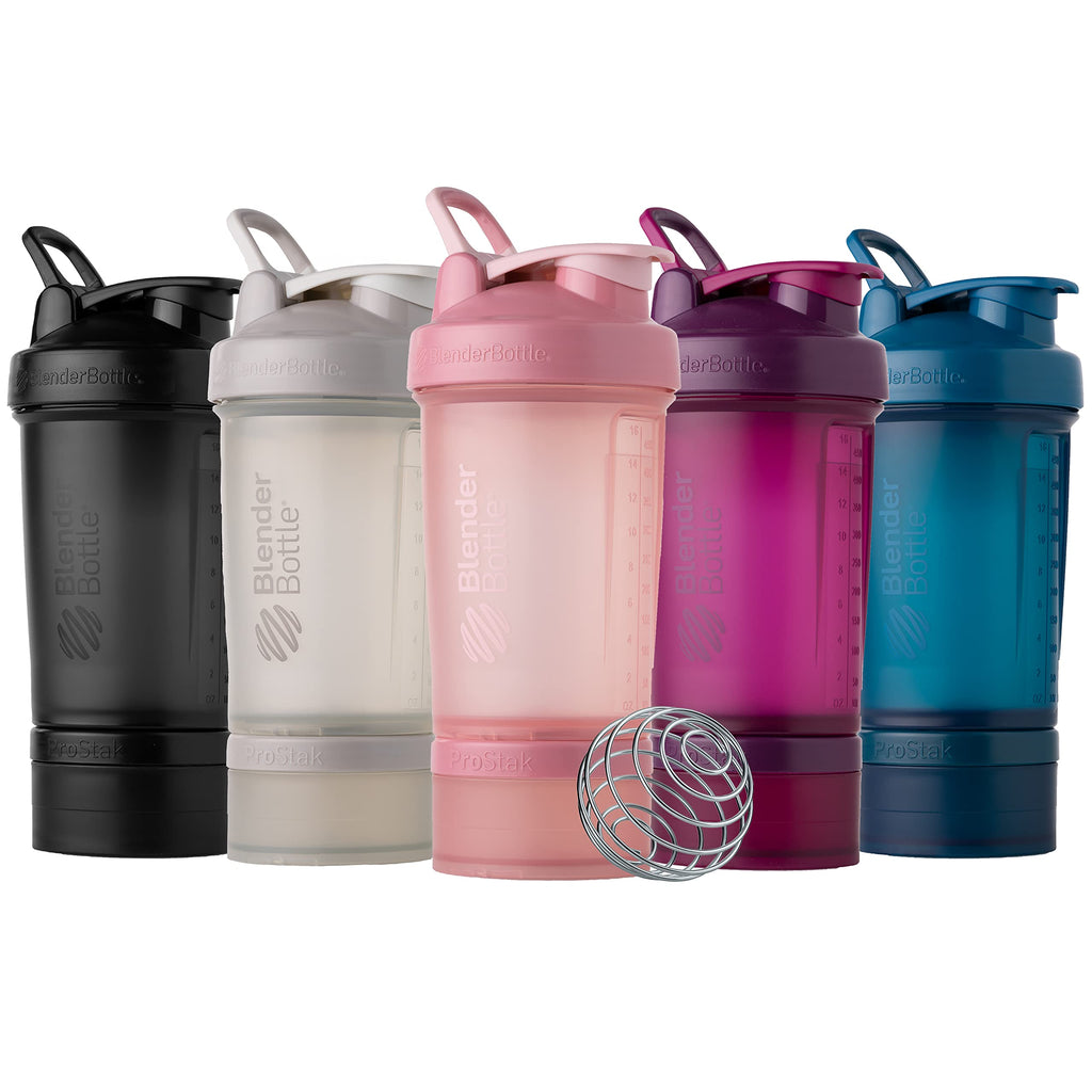 BlenderBottle Shaker Bottle with Pill Organizer and Storage for Protein Powder, Classic V2 ProStak System, 22-Ounce, Ocean Blue