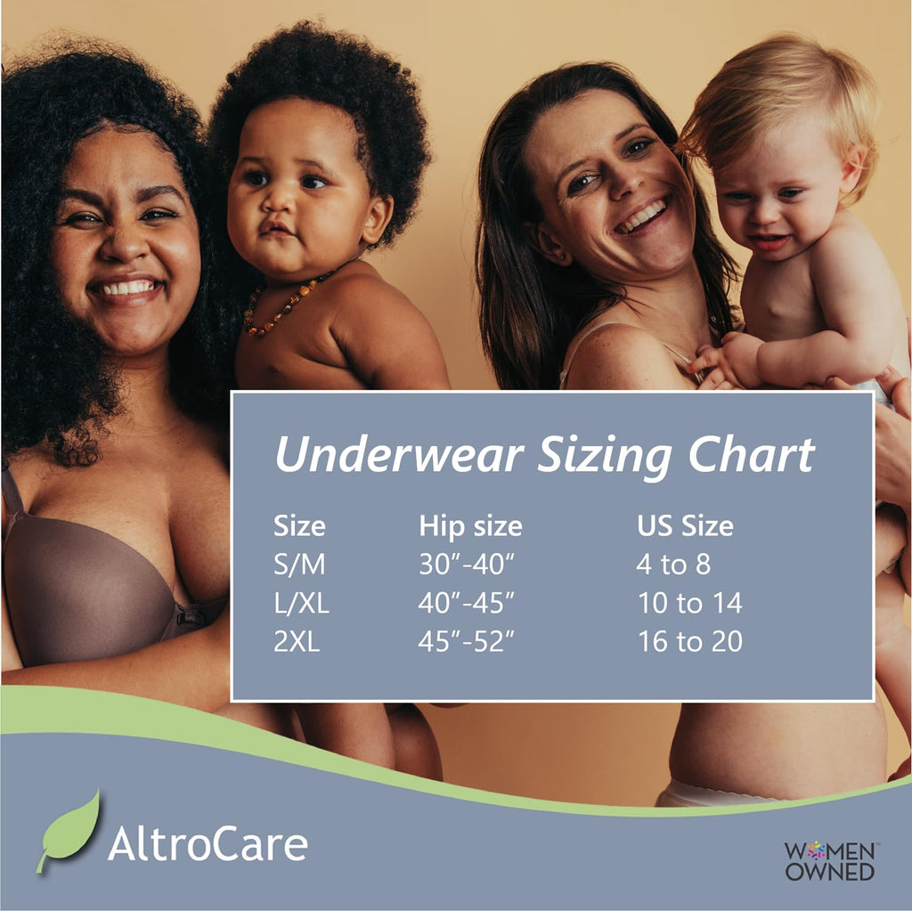AltroCare 5-Pack Disposable, Postpartum and Incontinence, Seamless Mesh Underwear - Size L/XL. Made in USA.