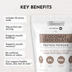 JUST INGREDIENTS Coconut Chocolate Protein Powder – 30-Serving Blend with 100% Grass-Fed Whey & Organic Plant Proteins – Creamy Coconut Cocoa Flavor – Supports Muscle Recovery, Energy*