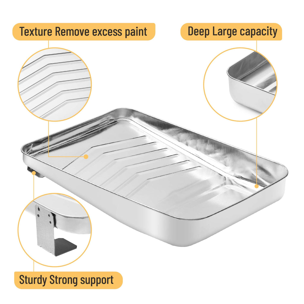 Bates 9 Inch Paint Tray Liners - 21 pcs, One Metal Tray with 20 Plastic Liners