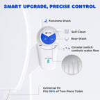 POCALAND Bidet Attachment for Toilet Seat, Non-Electric Cold Water Bidet with Pressure Controls, Dual Nozzles for Frontal & Rear Wash, Retractable Self-Cleaning for Female & Old- White