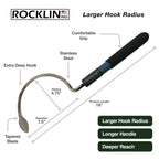 Rocklin Hook Cultivator Stainless Steel Blade Heavy-Duty Garden Hand Tool for Weeding, Digging & Soil Loosening