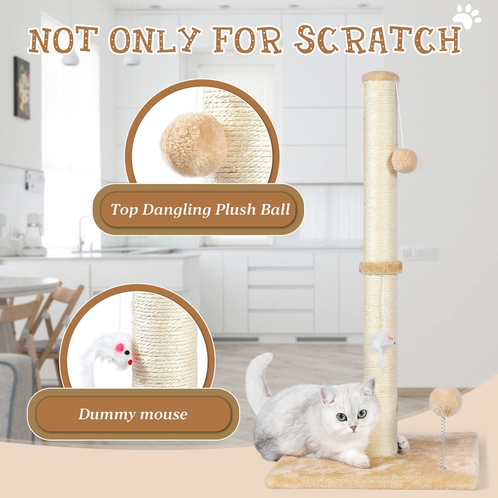 ANWA 32" Tall Sisal Cat Scratching Posts Tree for Indoor Cats Adults, Beige