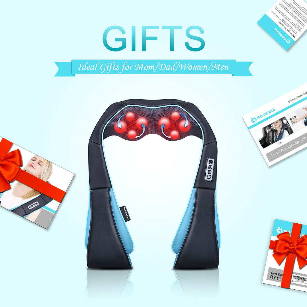 Mo Cuishle Shiatsu Back Neck & Shoulder Massager with Heat, Gifts (Black)