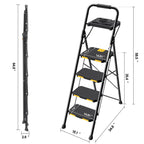 KINGRACK 4 Step Ladder with Tool Platform, Folding Step Stool with Wide Pedal, Safety Locking, Sturdy Steel Ladder Portable Safety Ladder for Painting Home Outdoor Garage