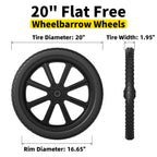 RONPOW 20" Flat Free Wheels Compatible with rubbermaid Wheelbarrows Tires
