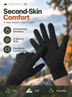 Aerynx Winter Gloves Women Men Cold Weather Thermal Warm Touch Screen 3-Layers Liner Glove, Windproof for Running, Cycling, Biking, Hiking, Driving, Walking, Typing, Gaming X2