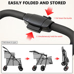 Double Pet Stroller for Medium Small Dogs and Cats with 2 Carriage, Durable Universal Wheels with Brakes Lightweight One Hand Foldale Kittens Puppies Travel Strolling Cart (Gray)