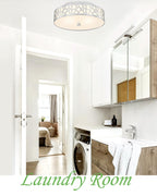 VICNIE 3-Light Flush Mount Ceiling Light, 16 Inch Modern Light Fixture with Brushed Nickel Metal and Frosted Glass Shade for Bedroom, Hallway, Kitchen