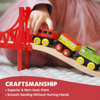 Tiny Land 110PCS Wooden Train Set, Toy Train with Tracks
