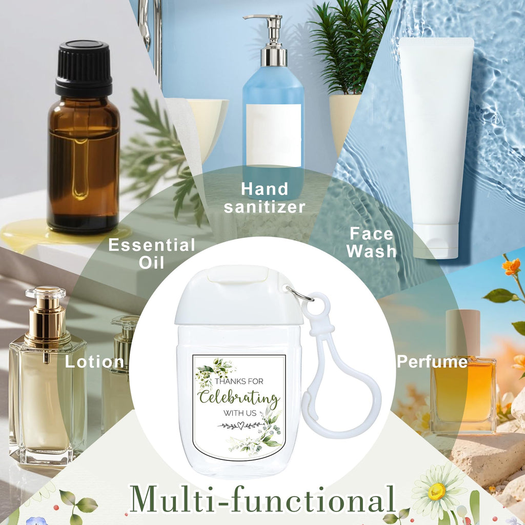 Ohmique 50Pcs Mini Hand Sanitizer Bottles Bulk with Thank You Labels (Sanitizer Not Included) - Wedding Favors - Personalized Wedding Favors for Guests