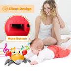 Plnmlls Crawling Crab Baby Toy - Tummy Time Toys-with Music and LED Light,Built-in Rechargeable Battery and Volume Can be Turned Off for 0-6 6-12 12-18 36 Months Walking Toddler Birthday Gift(Orange)