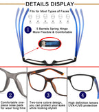 Blue Light Blocking Reading Glasses for Men 4-Pack Stylish Computer Readers with Spring Hinges,Anti Glare/Eye Strain Filter UV Ray Lightweight Reader Eyeglasses,+1.5 Magnification Strength