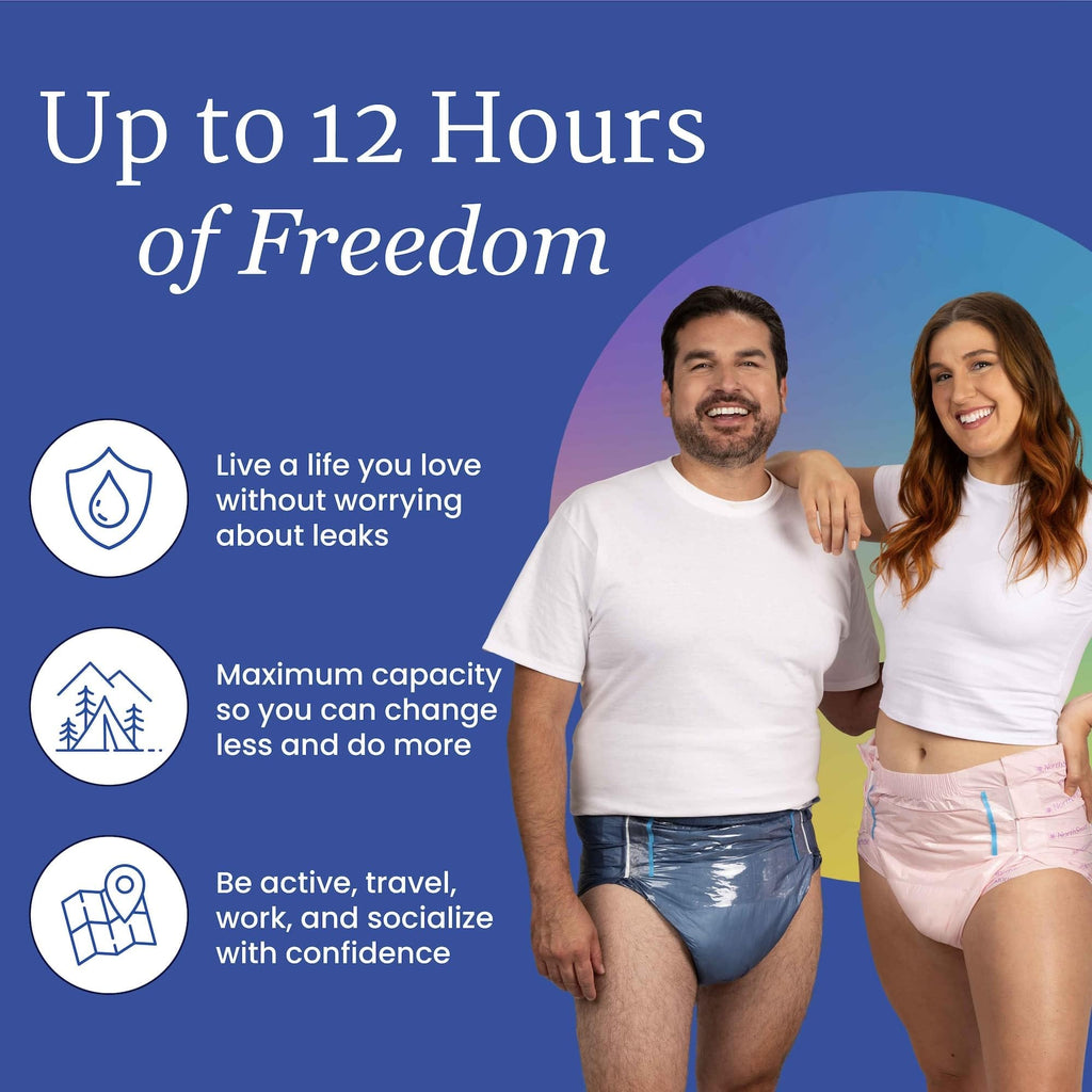 NorthShore MegaMax Adult Overnight Diapers, 12-Hour Tab-Style, Medium, 40 Count Case, White, 32-44 inches, Unisex Incontinence Underwear