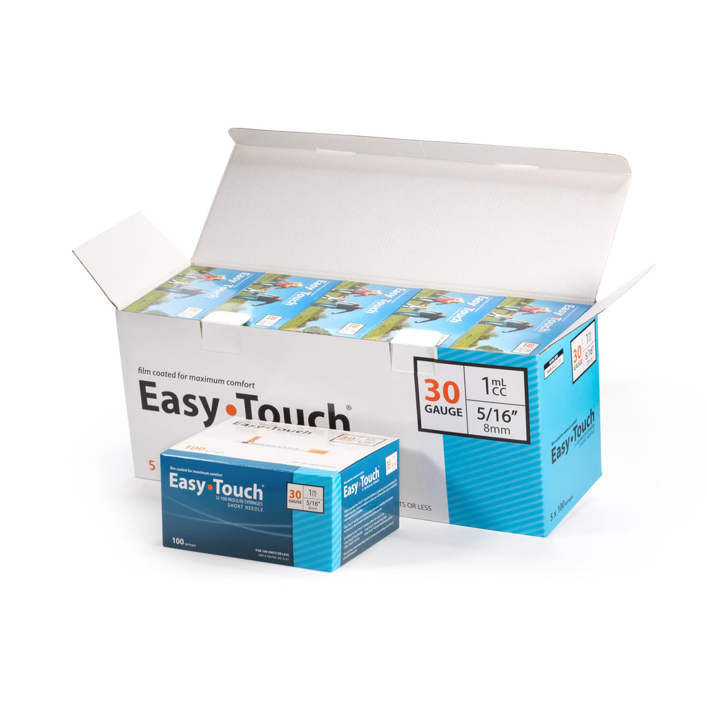EasyTouch U-100 Insulin Syringes (30G 1.0cc 5/16") - 500 ct.