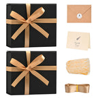 LIFELUM Gift Box 2 Pack 8 x 7 x 3 Christmas Gift Boxes with Magnetic Lid Rose Gold Gift Box with Ribbon Sturdy Storage Box for Presents Contains Card, Ribbon, Shredded Paper Filler