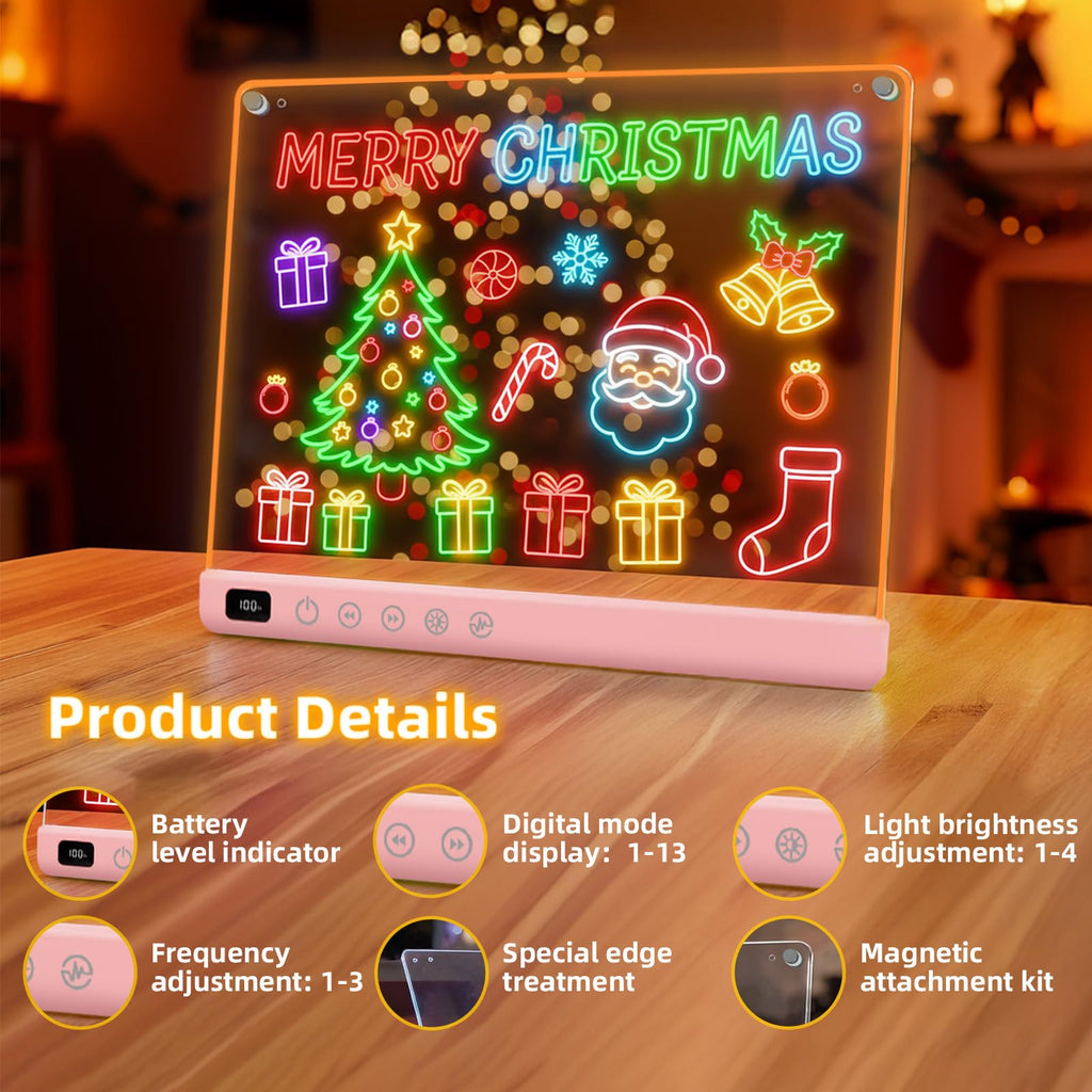 Lumiboard Led Drawing Board with 13 Light Effects, 16" Rechargeable Glow Doodle LED Note Board with Colors, Neon Light Up Drawing Tablet Gifts for Kids for Easter Birthday Christmas Gift Ideas