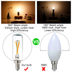 LiteHistory Dimmable T6 led Bulb 25W Candelabra led 2700K Clear 200lm 2W e12 T25 led Bulb 6Pack