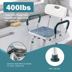 Swivel Shower Chair with Arms and Back, 400 lbs Heavy Duty Shower Seat for Inside Shower Stall and Bathtub, Height Adjustable Safety Bath Seat for Elderly, Adults, Handicap and Disabled