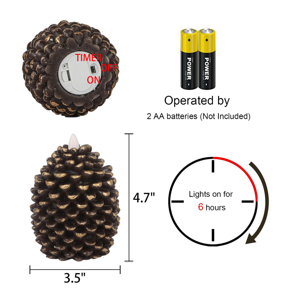 Wondise Flameless Candles with 6H Timer Battery Operated