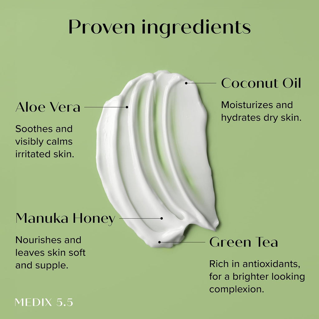 Medix 5.5 Men & Women Coconut Body Lotion + Manuka Honey Cream | Natural Coconut Oil Lotion | Moisturizer Cream Body Butter Skin Care Balm | Stretch Marks, Cellulite, & Dry Skin |15 Fl Oz