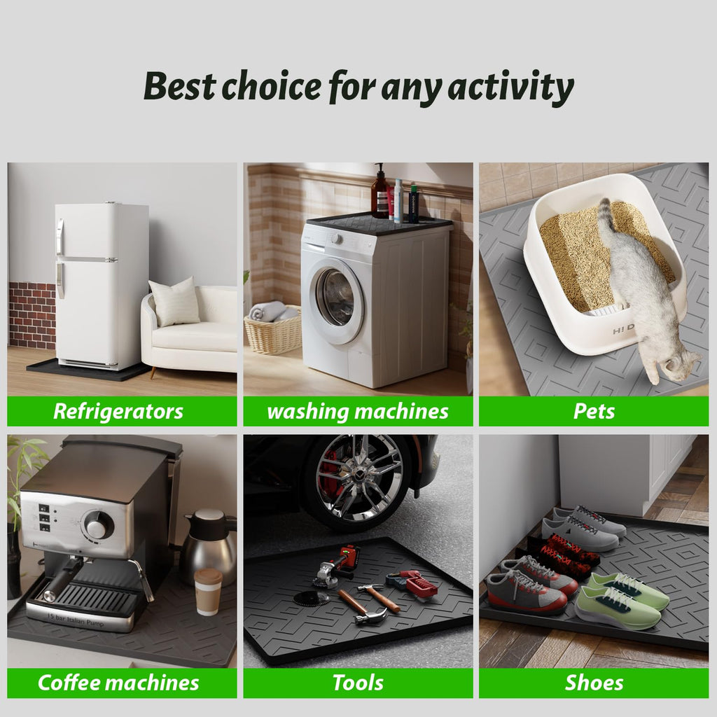 EWX Silicone Mini Fridge Mat 19.7"x19.7" – Refrigerator Mats, Non-Slip Waterproof Protector Pad for Washing Machine, Dryer, Dishwasher & Wine Cooler