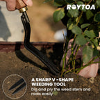 ROYTOA Garden Tool Set, 5PCS Gardening Tools, Stainless Steel Heavy Duty Hand Cultivator, Hoes, Shovel, Trowel and Weeder with Ergonomic Walnut Handle, Gardening Gifts for Women