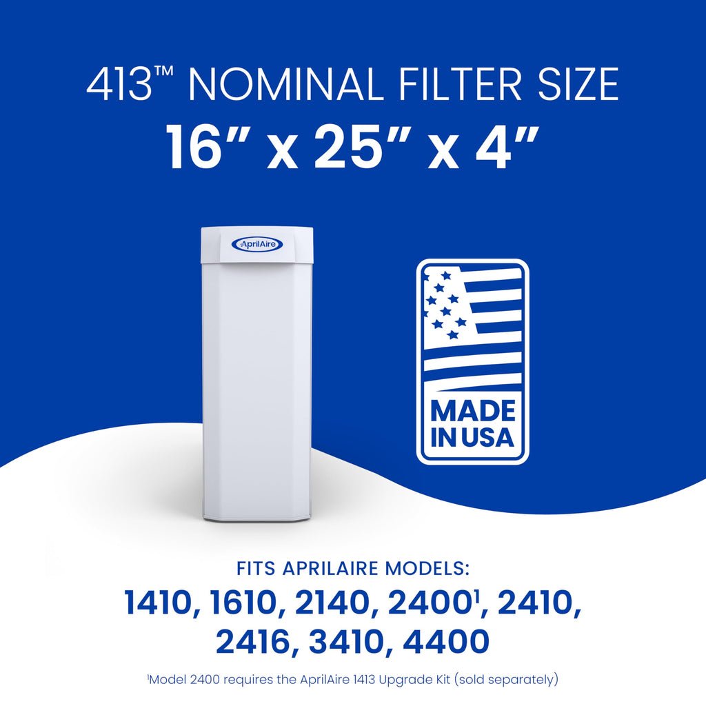 AprilAire 413 Replacement Filter for AprilAire Whole House Air Purifiers - MERV 13, Healthy Home Allergy, 16x25x4 Air Filter (Pack of 1)
