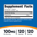 Nutricost Pregnenolone 100mg, 120 Capsules - Non-GMO, Gluten Free, Vegetarian Capsules