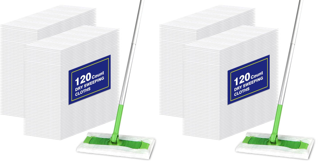 Orighty Dry Sweeping Cloths, Mop Pads Refills Compatible with Swiffer Sweeper, 120 Count Disposable Duster Refills for Floor Mopping and Cleaning (Pack of 2)
